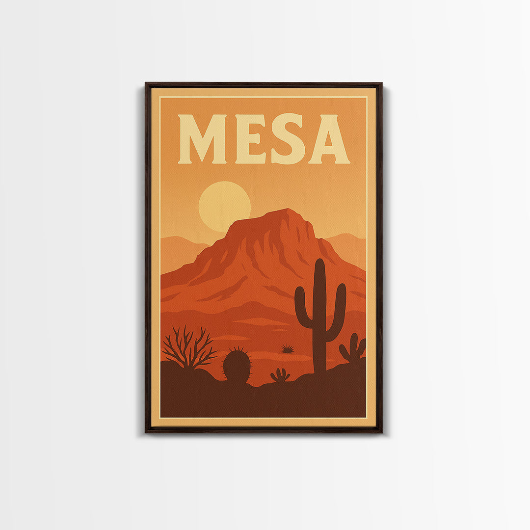 Mesa Travel Poster, Canvas Print, Classic Travel Poster Art, Mesa City Art, City Art Print, Travel Art Print, Travel Poster Art