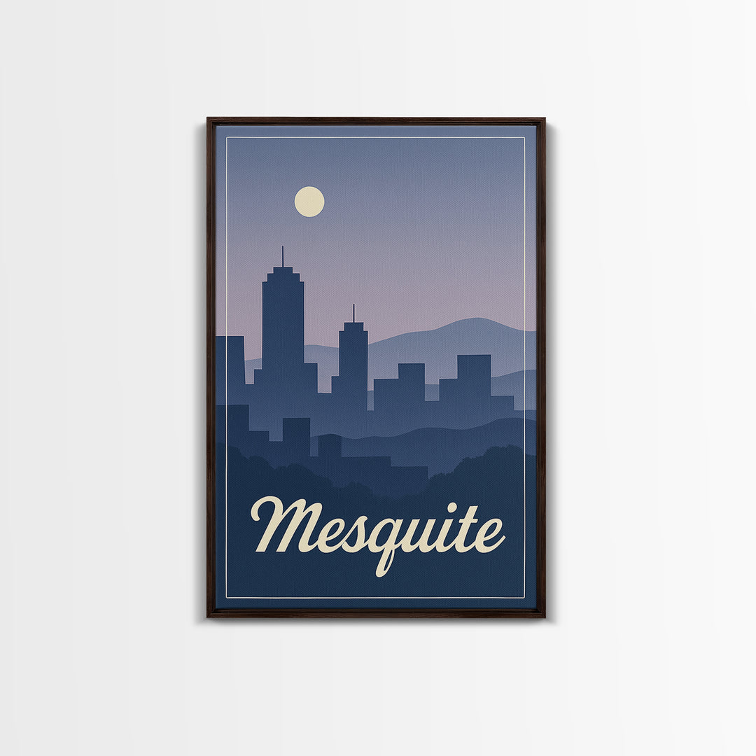 Mesquite Travel Poster, Framed Canvas Print, Mid Century City Wall Art, Mesquite Poster Print, Travel Poster Set, Home Office Decor