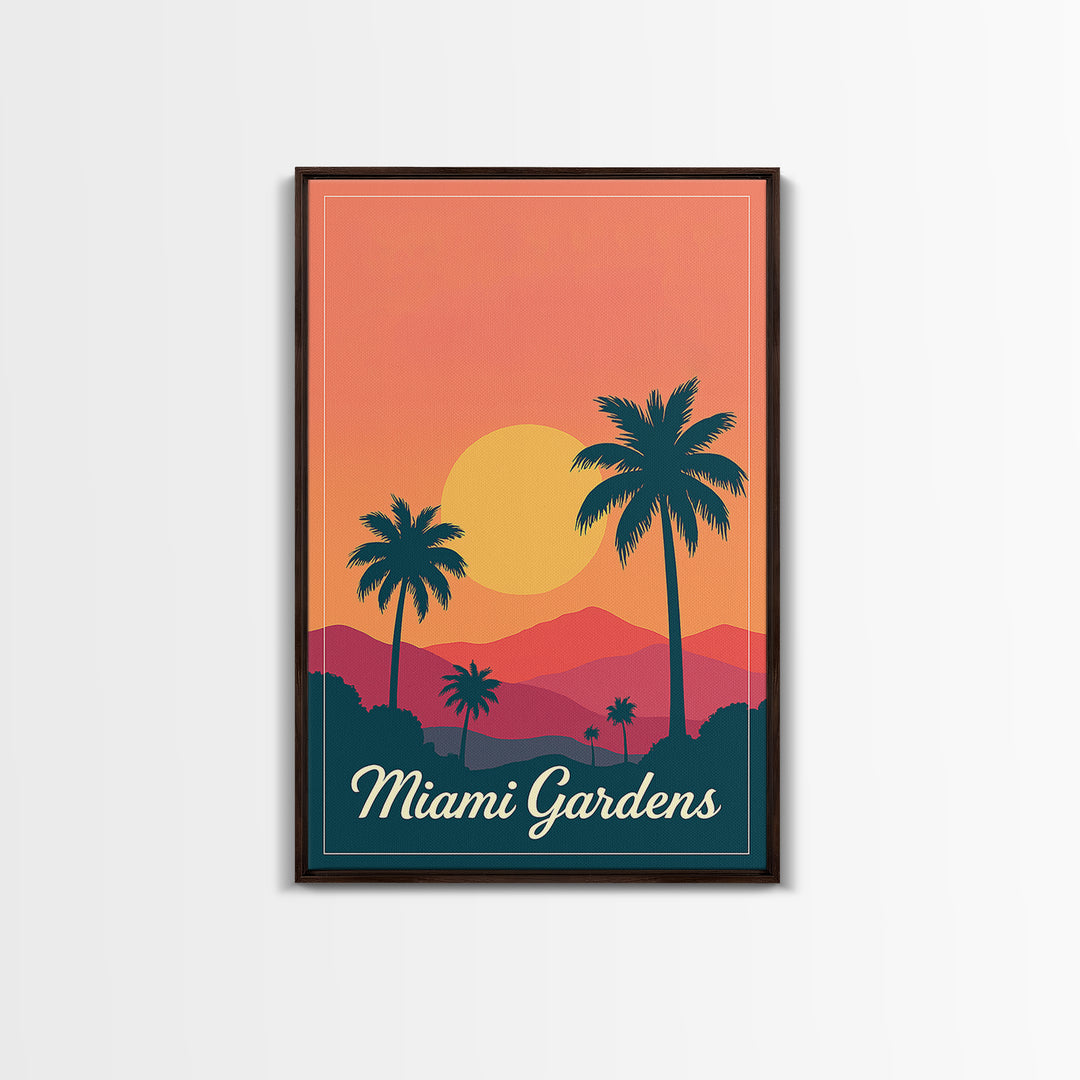 Miami Gardens Florida Travel Poster, Canvas Print, Vintage Travel Poster Art, Miami Gardens Poster Print, Gift For Travelers, City Art Print