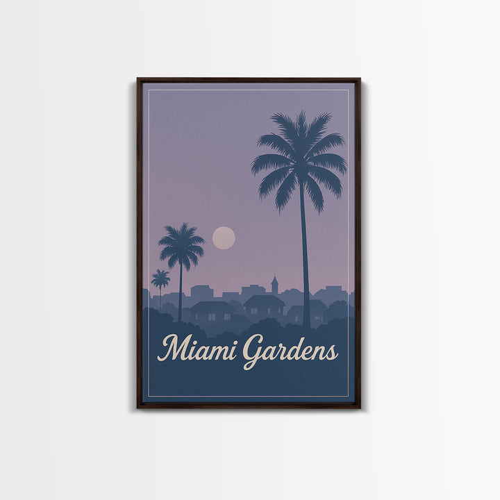 Miami Gardens Travel Poster, Canvas Print, Vintage Travel Poster Art, Miami Gardens Art Print, Living Room Wall Art, Travel Wall Art