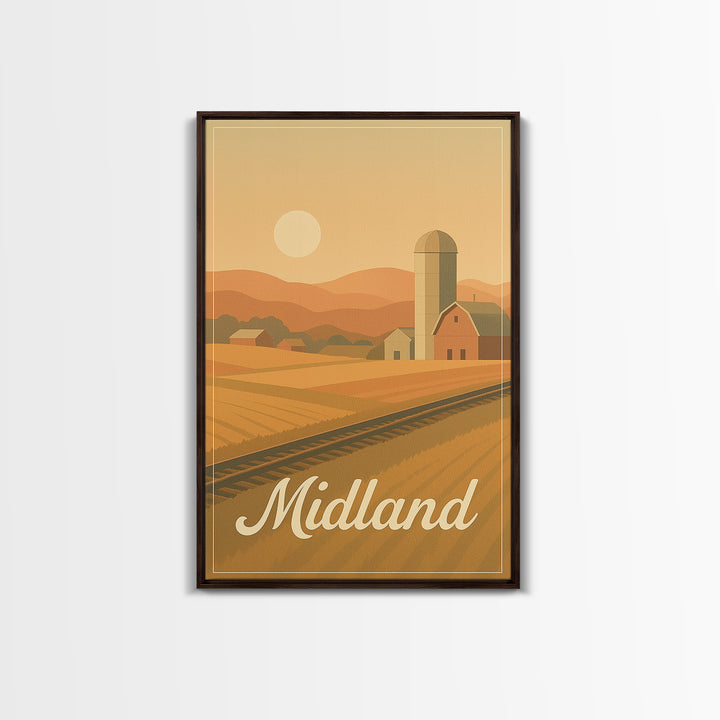 Midland Texas Travel Poster, Framed Canvas Print, Classic Travel Poster Art, Midland Wall Art, Travel Wall Art, Gift For Travelers