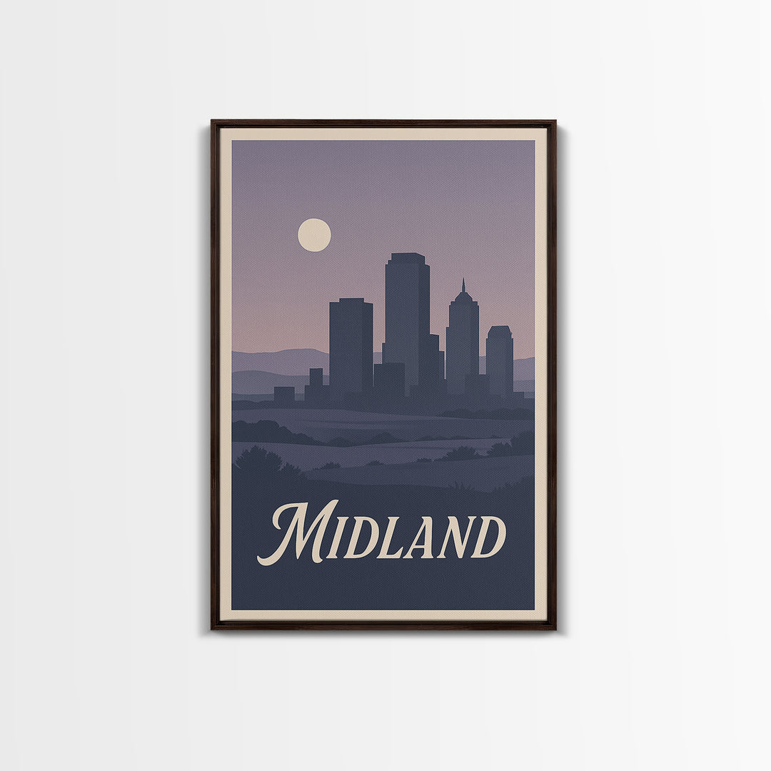 Midland Travel Poster, Canvas Print, Vintage Travel Poster Art, Midland Wall Art, Retro Travel Print, Travel Poster Art, Vintage City Art