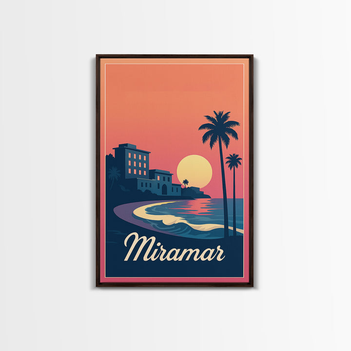 Miramar Florida Travel Poster, Canvas Print, Mid Century City Wall Art, Miramar City Art, Poster Art, Vintage City Poster, Travel Wall Art