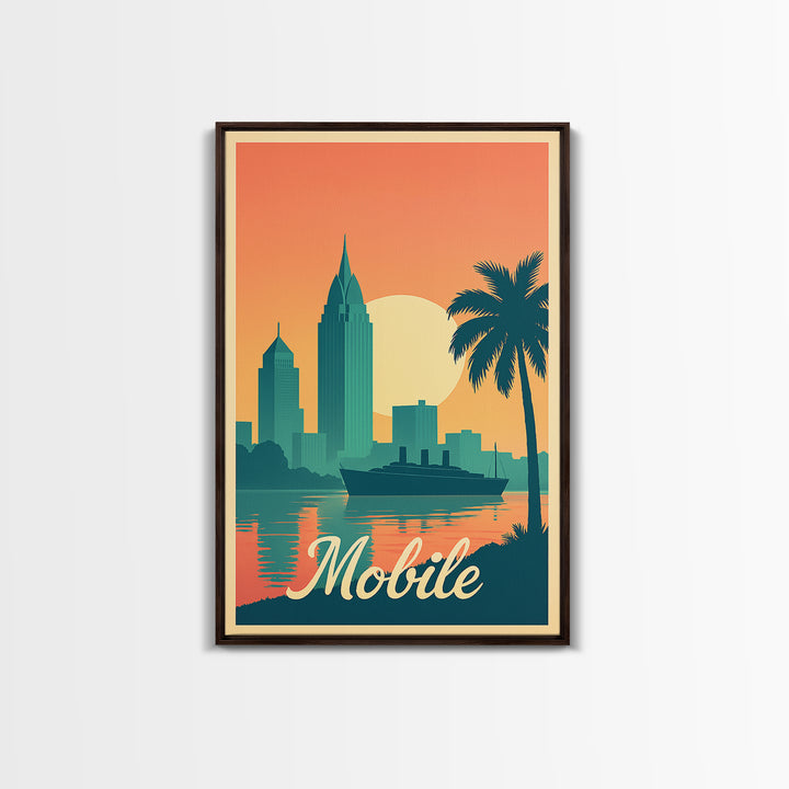 Mobile Alabama Travel Poster, Framed Canvas Print, Classic Travel Poster Art, Mobile Poster Print, Gift For Travelers, Travel Wall Decor