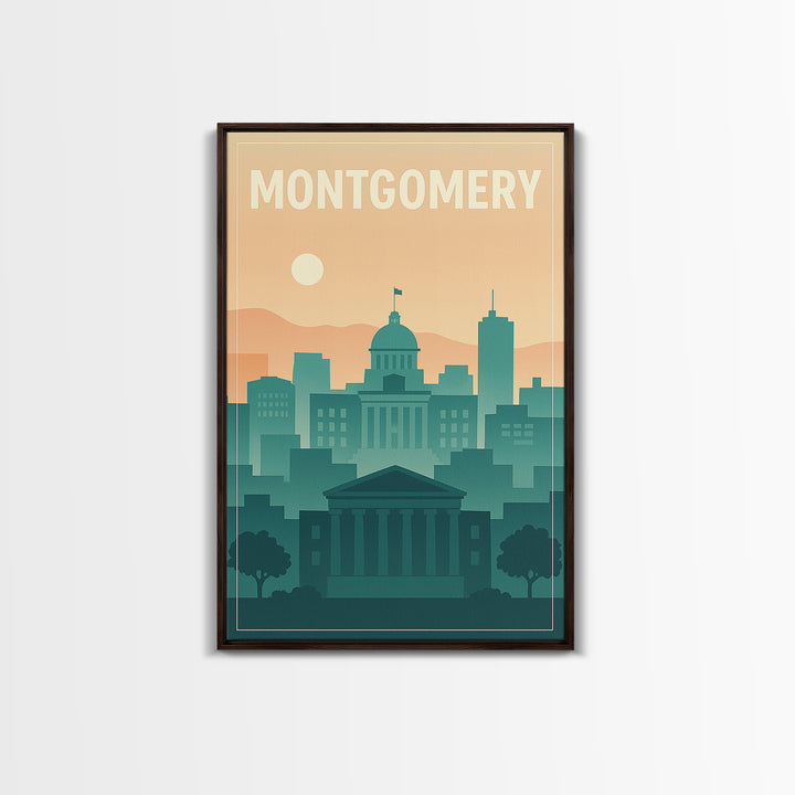 Montgomery Travel Poster, Canvas Print, Mid Century City Wall Art, Montgomery City Art, Mid Century Wall Art, Gift For Travelers