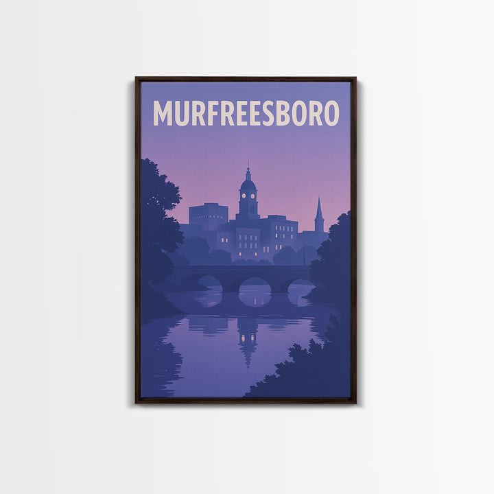 Murfreesboro Tennessee Travel Poster, Canvas Print, Classic Poster Art, Murfreesboro Poster Print, Skyline Art, Watercolor Downtown Skyline