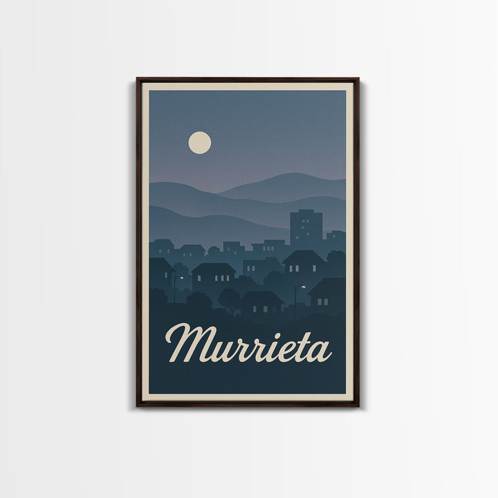 Murrieta Travel Poster, Framed Canvas Print, Mid Century City Wall Art, Murrieta Art Print, Gift For Travelers, Vintage City Poster