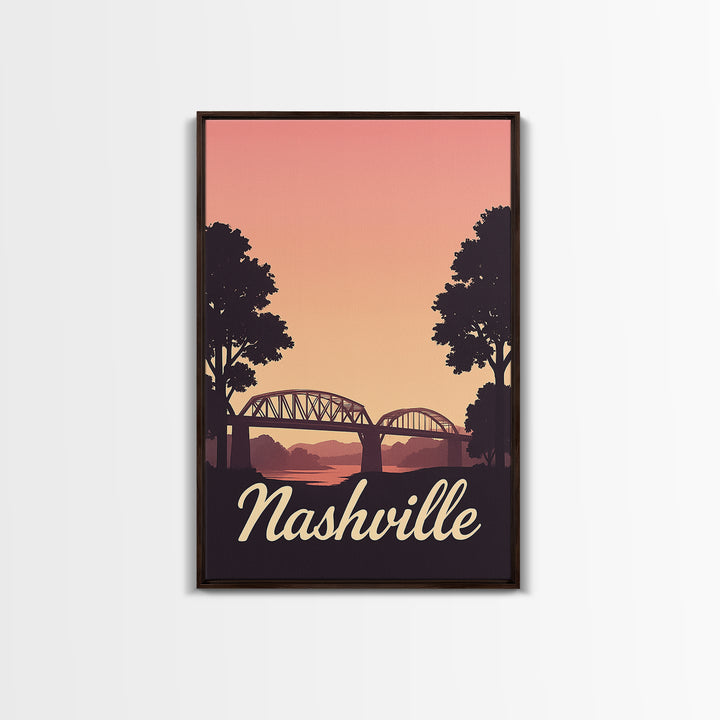 Nashville Tennessee Travel Poster, Canvas Print, Vintage Travel Poster Art, Nashville City Art, Vintage Travel Art, Living Room Wall Art