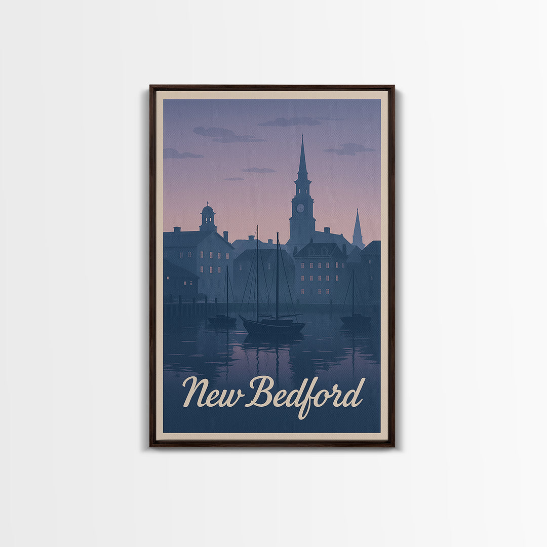 New Bedford Travel Poster, Framed Canvas Print, Vintage Travel Poster Art, New Bedford Poster Print, Fine Art Print, Vintage Travel Art