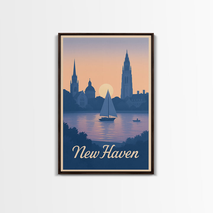 New Haven Travel Poster, Framed Canvas Print, Classic Travel Poster Art, New Haven City Art, Gift For Travelers, Vintage Travel Print