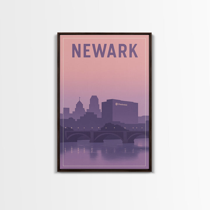 Newark New Jersey Travel Poster, Canvas Print, Mid Century City Wall Art, Newark Art Print, Watercolor City Skyline, Art Print