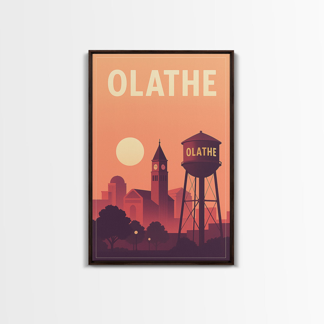 Olathe Travel Poster, Canvas Print, Mid Century City Wall Art, Olathe Travel Art, Travel Wall Art, Home Office Decor, City Illustration
