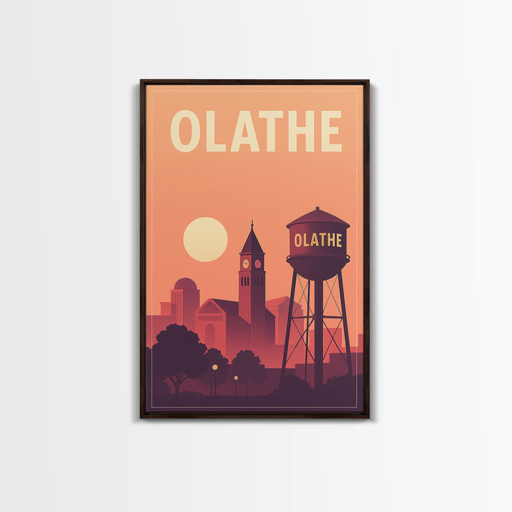 Olathe Travel Poster, Canvas Print, Mid Century City Wall Art, Olathe Travel Art, Travel Wall Art, Home Office Decor, City Illustration