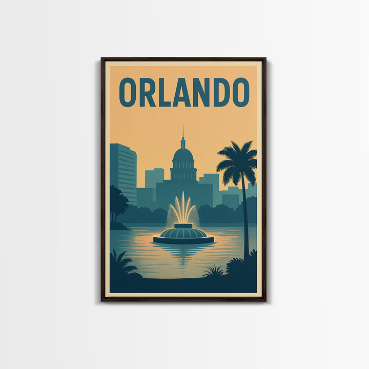 Orlando Travel Poster, Framed Canvas Print, Classic Travel Poster Art, Orlando Travel Art, Vintage Travel Art, Mid Century Wall Art