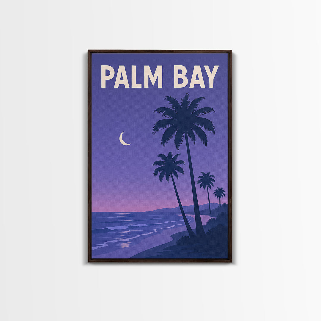 Palm Bay Florida Travel Poster, Canvas Print, Retro Sunset Skyline Art, Palm Bay Poster Print, Poster Art, Wanderlust Decor, Travel Gift