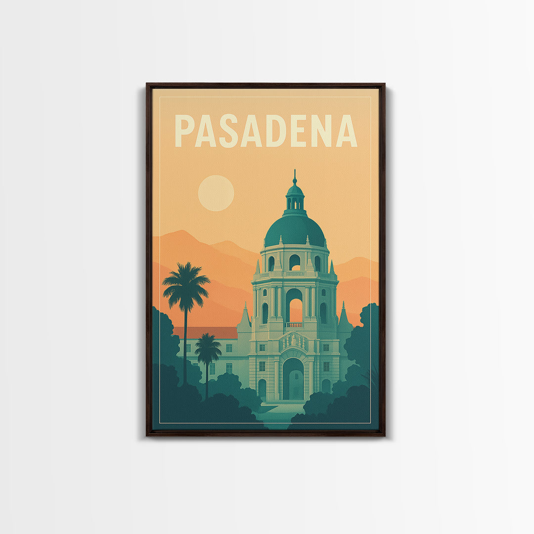 Pasadena Travel Poster, Canvas Print, Mid Century City Wall Art, Pasadena Poster Print, Travel Poster Art, Mid Century Wall Art
