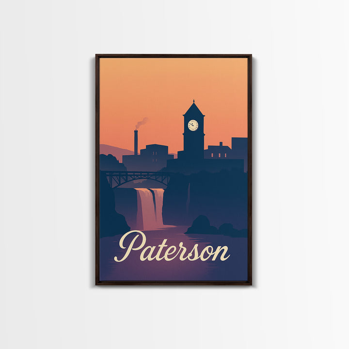 Paterson New Jersey Travel Poster, Canvas Print, Mid Century City Wall Art, Paterson Print, Vintage City Poster, Vintage City Art, Design 2