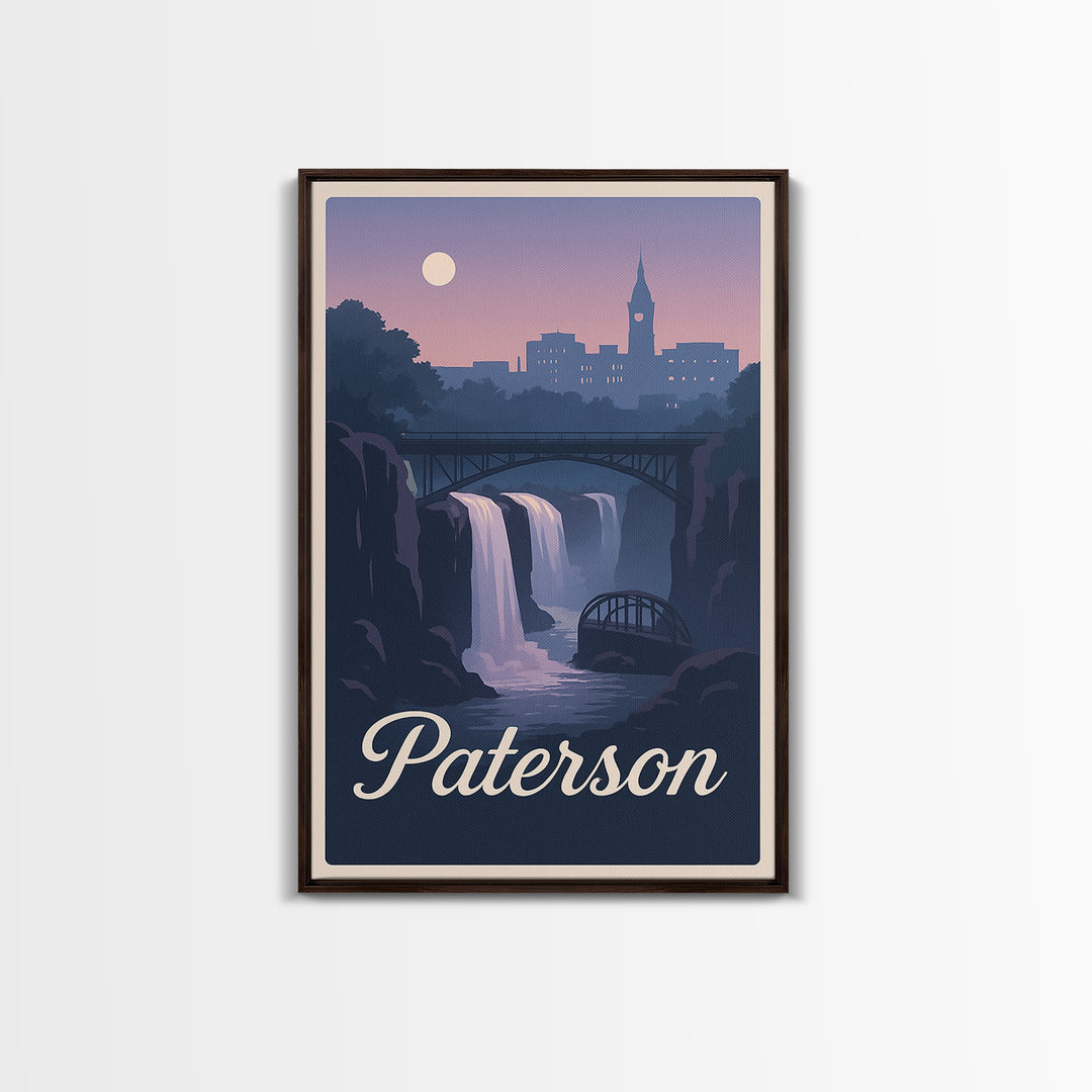 Paterson Travel Poster, Framed Canvas Print, Mid Century City Wall Art, Paterson Poster Print, Travel Poster Set, Gift For Travelers