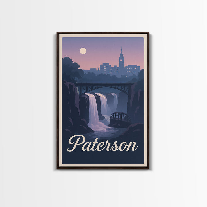Paterson Travel Poster, Framed Canvas Print, Mid Century City Wall Art, Paterson Poster Print, Travel Poster Set, Gift For Travelers