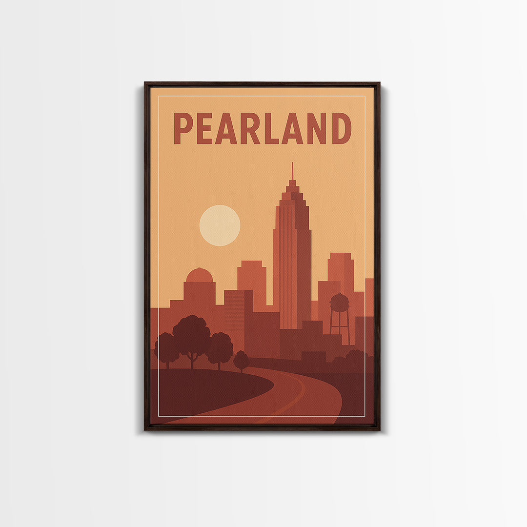 Pearland Travel Poster, Canvas Print, Mid Century City Wall Art, Pearland City Art, Vintage City Art, Retro Travel Print, Travel Art Print