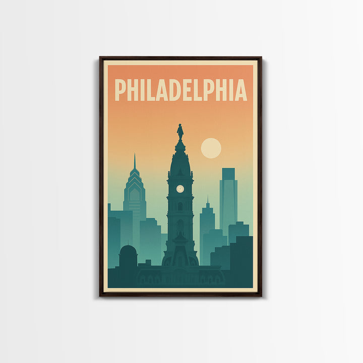 Philadelphia Pennsylvania Travel Poster, Canvas Print, Classic Travel Poster Art, Philadelphia Wall Art, Office Decor, Eclectic Wall Decor