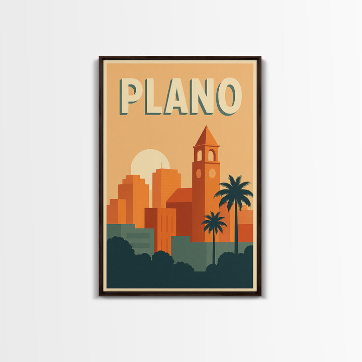 Plano Travel Poster, Canvas Print, Mid Century City Wall Art, Plano Travel Art, Travel Poster Set, Travel Art Print, Travel Wall Decor
