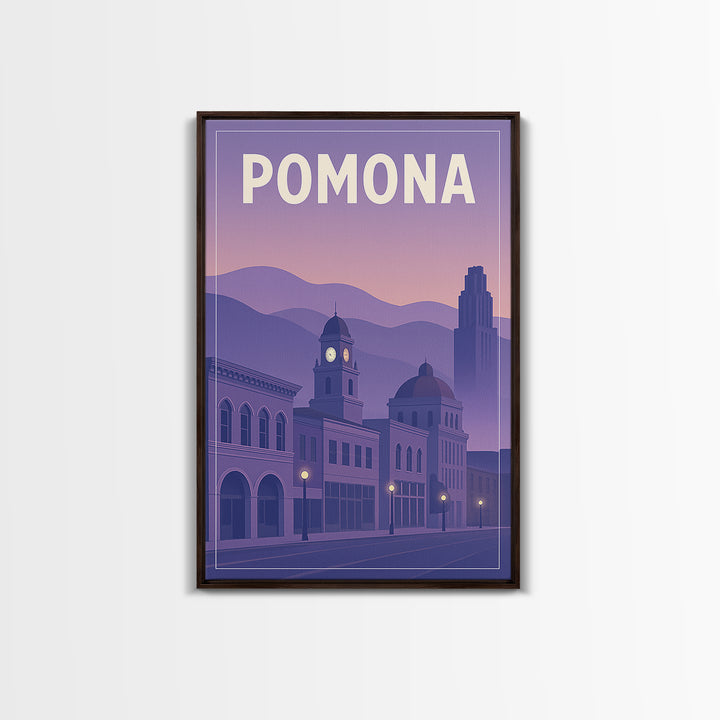 Pomona California Travel Poster, Canvas Print, Classic Travel Poster Art, Pomona City Art, Wall Art, Wanderlust Decor, City Art Print