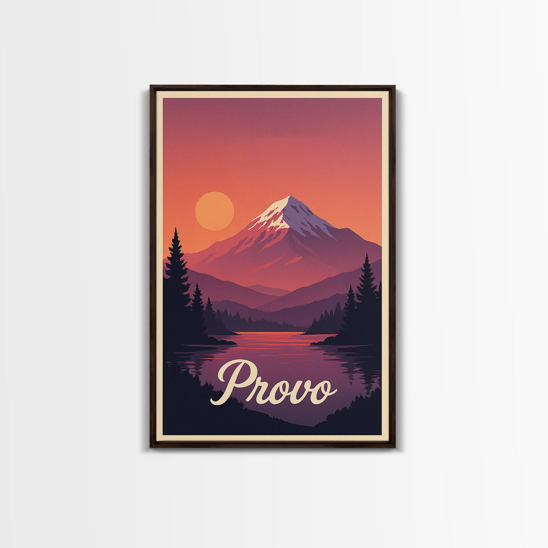 Provo Utah Travel Poster, Canvas Print, Vintage Travel Poster Art, Provo Wall Art, City Travel Prints, Fine Art Print, Retro Travel Print