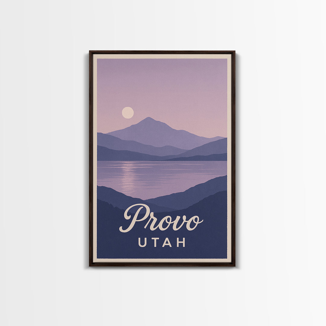 Provo Travel Poster, Framed Canvas Print, Classic Travel Poster Art, Provo Poster Print, Vintage City Art, Vintage Travel Art, Wall Art