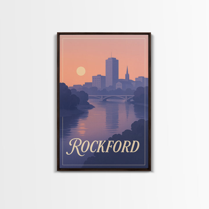 Rockford Travel Poster, Canvas Print, Mid Century City Wall Art, Rockford Poster Print, City Art Print, Travel Poster Art, Travel Art Print