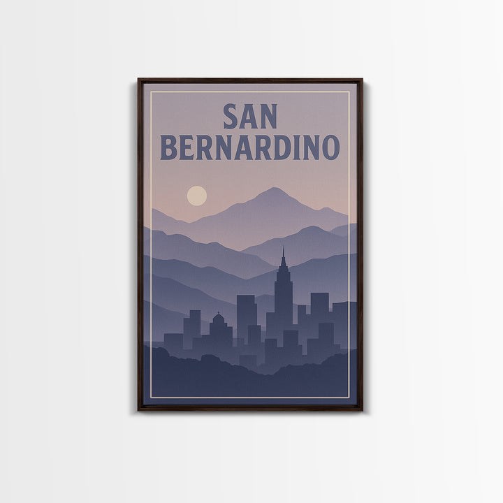 San Bernardino California Travel Poster, Canvas Print, Mid Century City Wall Art, San Bernardino Travel Art, Modern Wall Decor, Wall Art