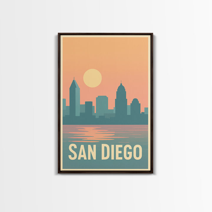 San Diego Travel Poster, Canvas Print, Classic Travel Poster Art, San Diego Travel Art, Fine Art Print, Travel Art Print, City Illustration