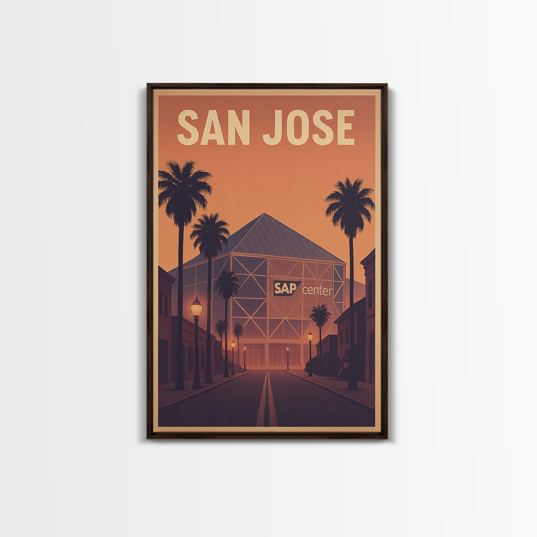 San Jose Travel Poster, Framed Canvas Print, Mid Century City Wall Art, San Jose Art Print, Wanderlust Decor, Gift For Travelers