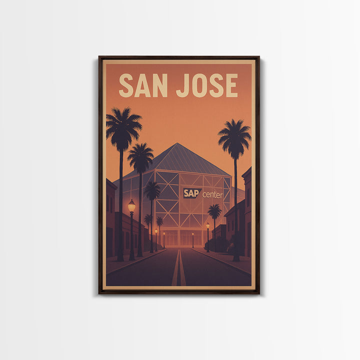 San Jose Travel Poster, Framed Canvas Print, Mid Century City Wall Art, San Jose Art Print, Wanderlust Decor, Gift For Travelers