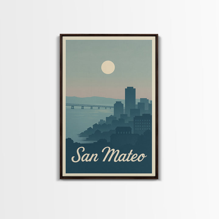 San Mateo Travel Poster, Canvas Print, Vintage Travel Poster Art, San Mateo Wall Art, Vintage Travel Print, Vintage City Poster