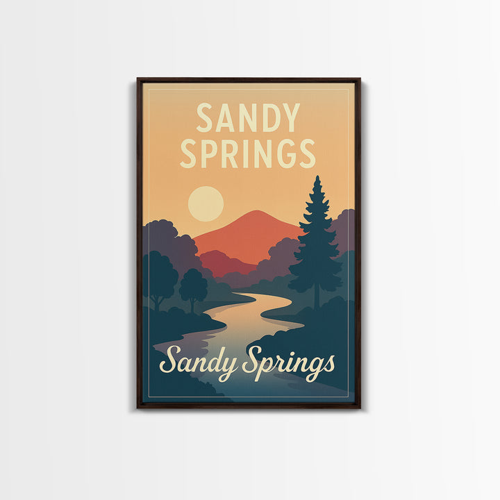 Sandy Springs Georgia Travel Poster, Canvas Print, Mid Century City Wall Art, Sandy Springs Travel Art, Travel Wall Decor, Travel Art Print