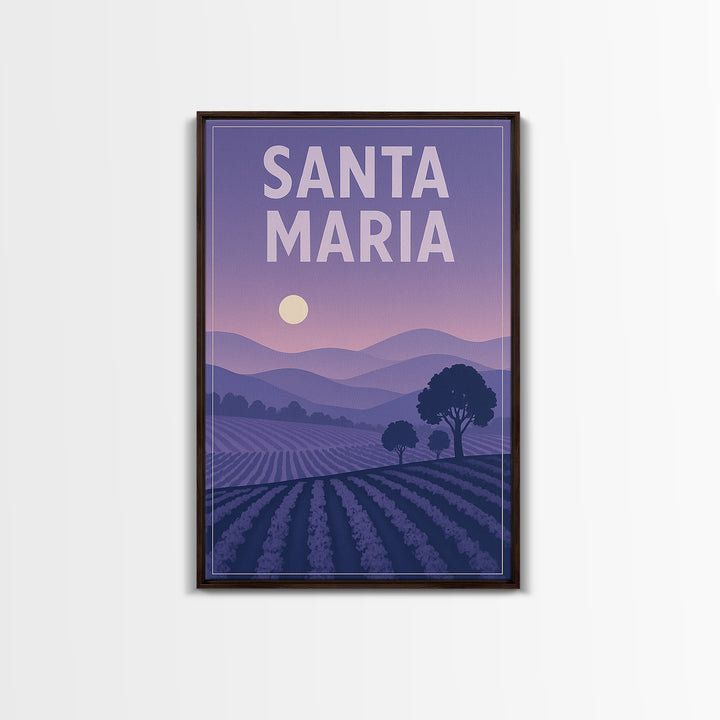 Santa Maria California Travel Poster, Canvas Print, Mid Century City Wall Art, Santa Maria Travel Art, City Illustration, Wall Decor