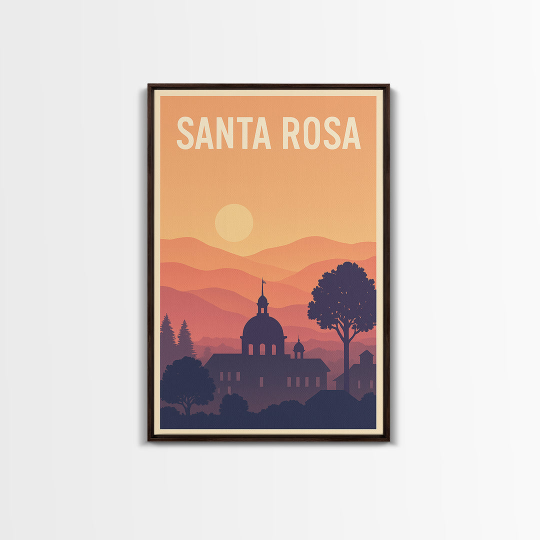 Santa Rosa Travel Poster, Framed Canvas Print, Classic Travel Poster Art, Santa Rosa City Art, Travel Art Print, Fine Art Print