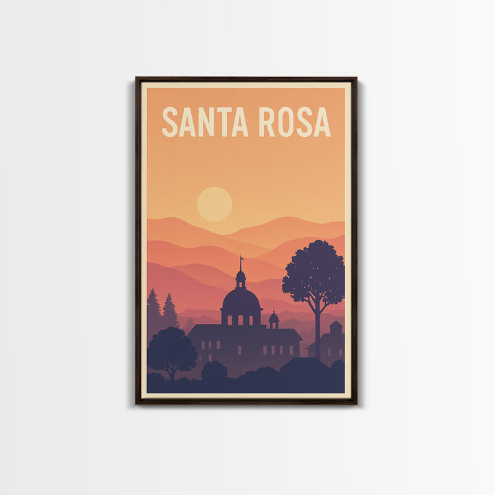 Santa Rosa Travel Poster, Framed Canvas Print, Classic Travel Poster Art, Santa Rosa City Art, Travel Art Print, Fine Art Print