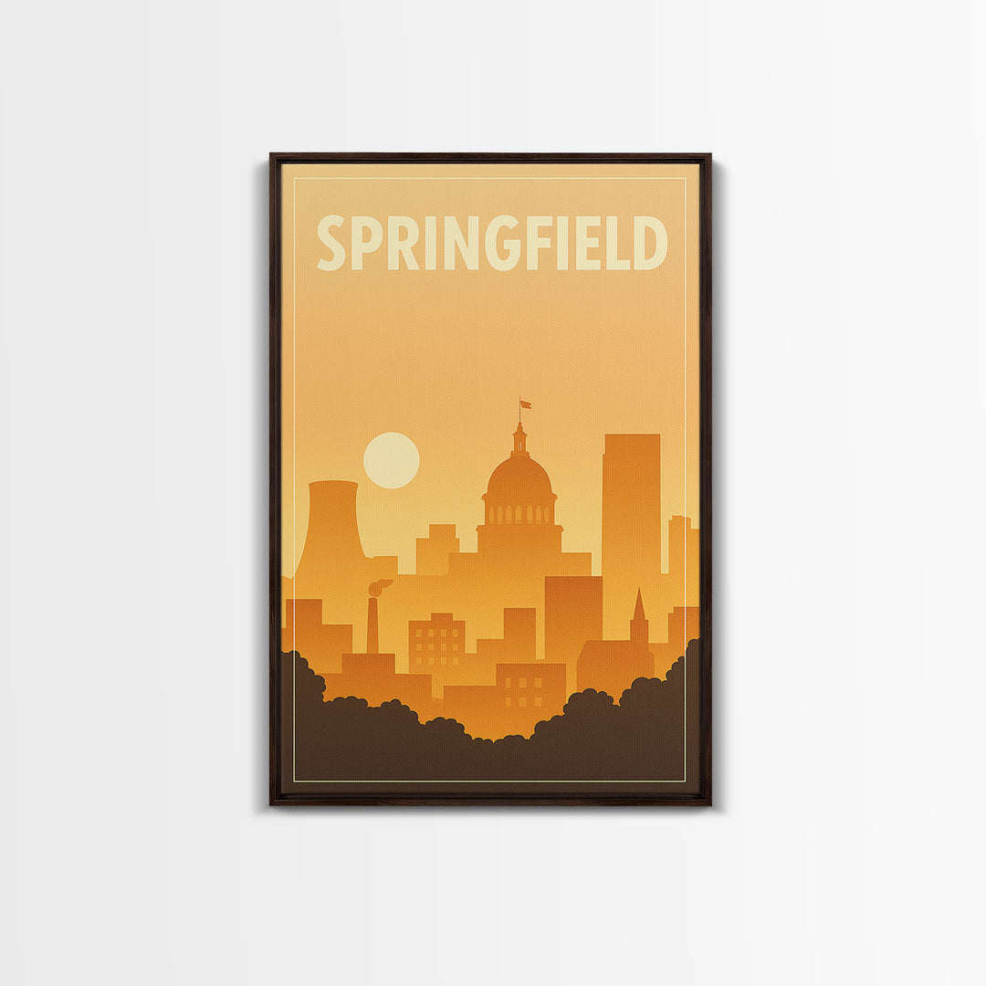 Sprinfield Travel Poster, Canvas Print, Classic Travel Poster Art, Sprinfield Wall Art, City Illustration, Vintage Travel Art, Wall Art