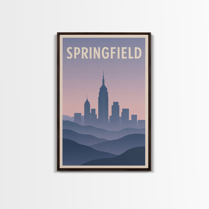 Springfield Travel Poster, Canvas Print, Mid Century City Wall Art, Springfield City Art, Retro Travel Print, City Travel Prints