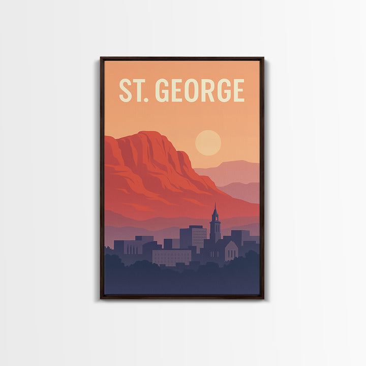 St George Utah Travel Poster, Canvas Print, Mid Century City Wall Art, St George Wall Art, City Travel Prints, Travel Art Print, Art Print