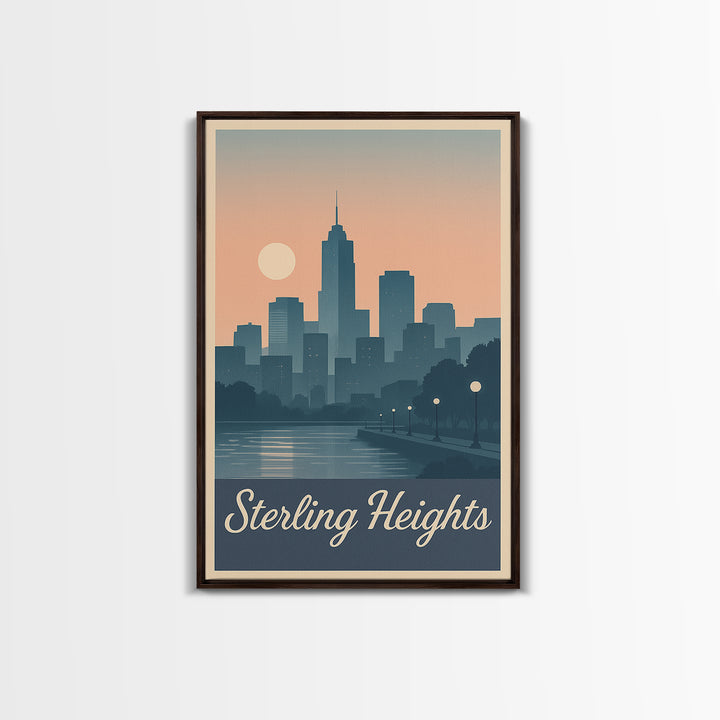 Sterling Heights Travel Poster, Canvas Print, Vintage Travel Poster Art, Sterling Heights Art Print, Travel Art Print, Gift For Travelers