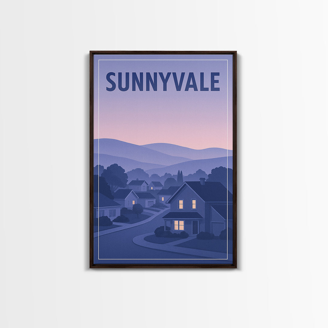 Sunnyvale California Travel Poster, Canvas Print, Retro Sunset Skyline Art, Sunnyvale Travel Art, Poster Art, Wall Decor, Poster Print