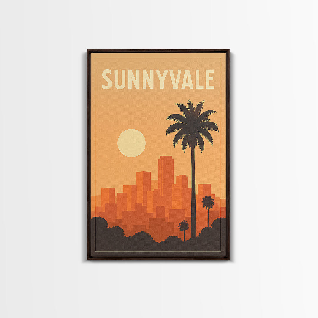 Sunnyvale Travel Poster, Framed Canvas Print, Vintage Travel Poster Art, Sunnyvale Art Print, Gift For Travelers, Living Room Wall Art