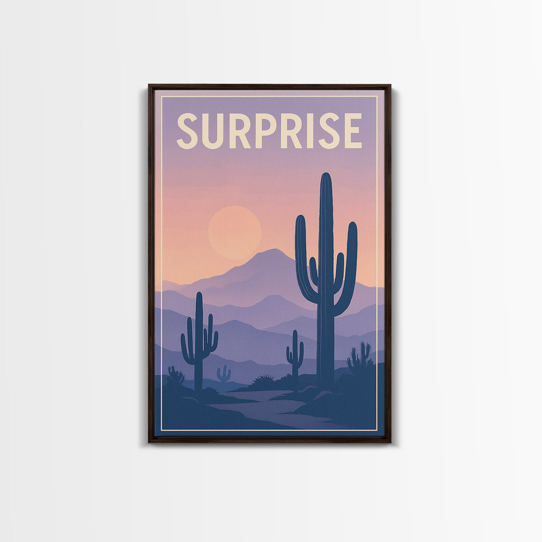 Surprise Arizona Travel Poster, Canvas Print, Mid Century City Wall Art, Surprise Travel Art, City Art Print, Fine Art Print, Travel Print