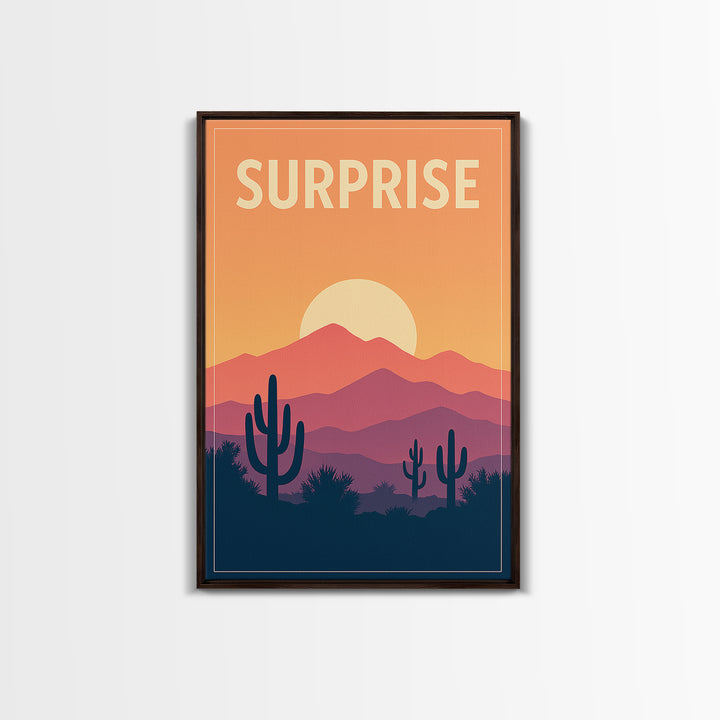 Surprise Travel Poster, Canvas Print, Classic Travel Poster Art, Surprise Art Print, Wanderlust Decor, Travel Art Print, Modern Wall Decor