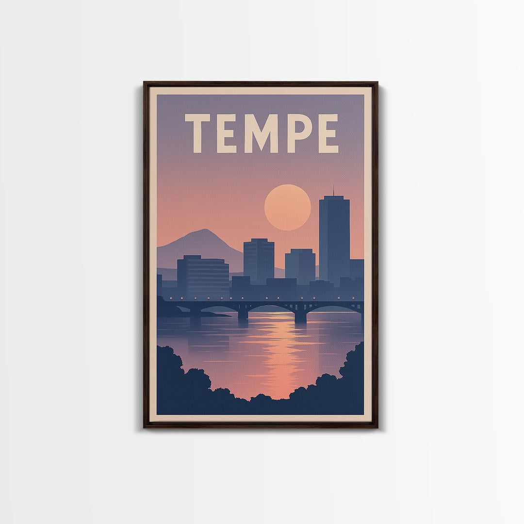 Tempe Arizona Travel Poster, Canvas Print, Mid Century City Wall Art, Tempe Travel Art, Travel Wall Art, City Poster, Gift For Travelers