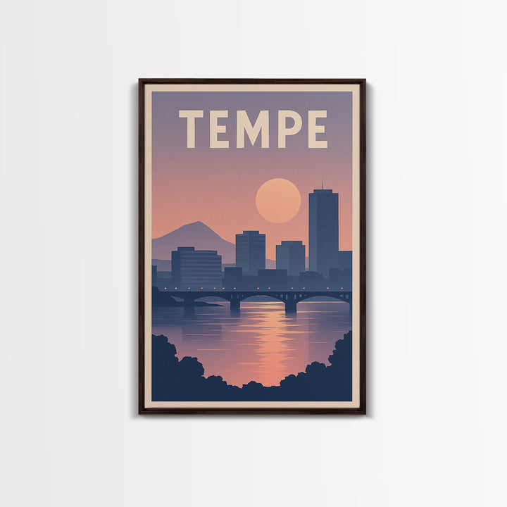 Tempe Arizona Travel Poster, Canvas Print, Mid Century City Wall Art, Tempe Travel Art, Travel Wall Art, City Poster, Gift For Travelers