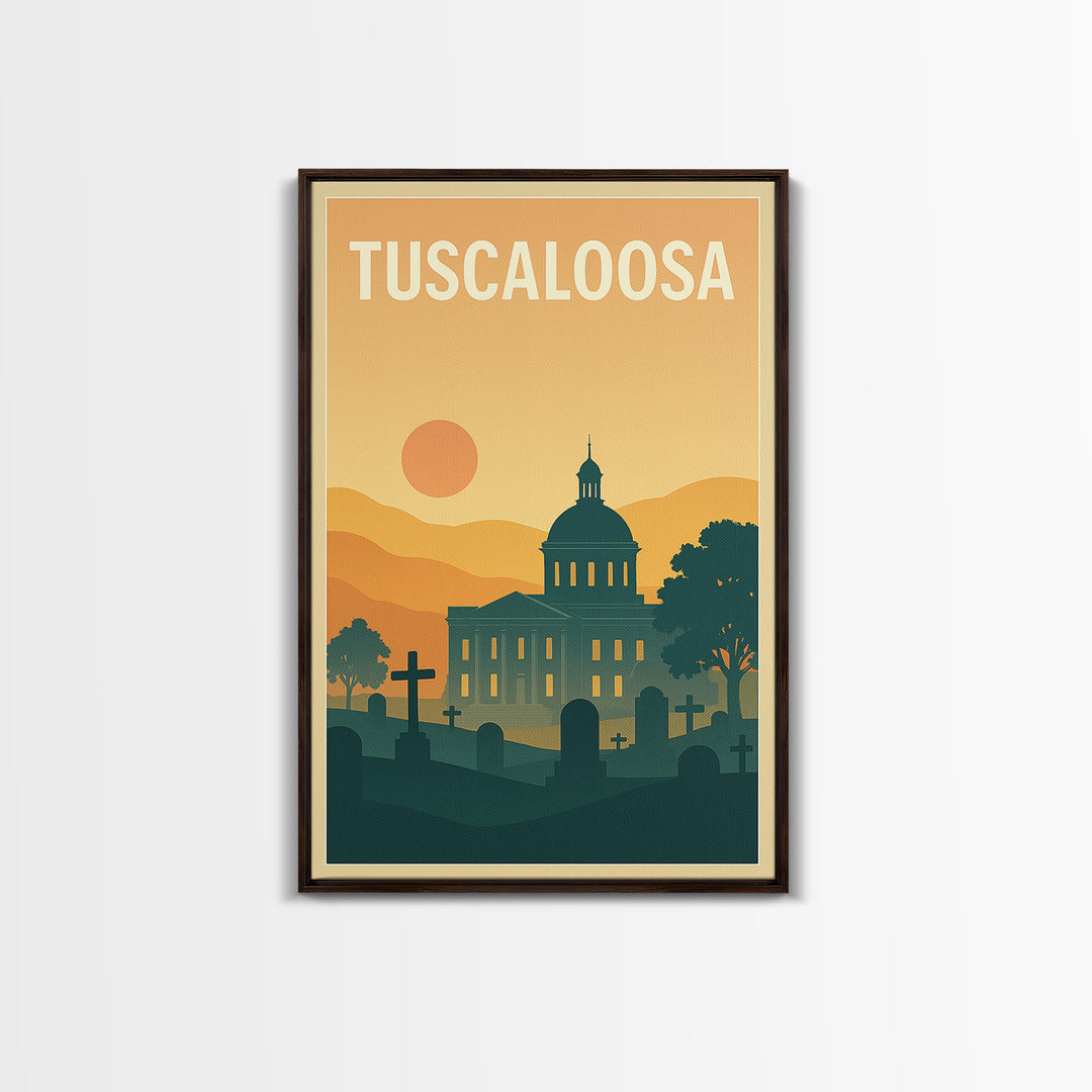 Tuscaloosa Travel Poster, Canvas Print, Vintage Travel Poster Art, Tuscaloosa Poster Print, Travel Wall Art, Vintage City Art, Design 2